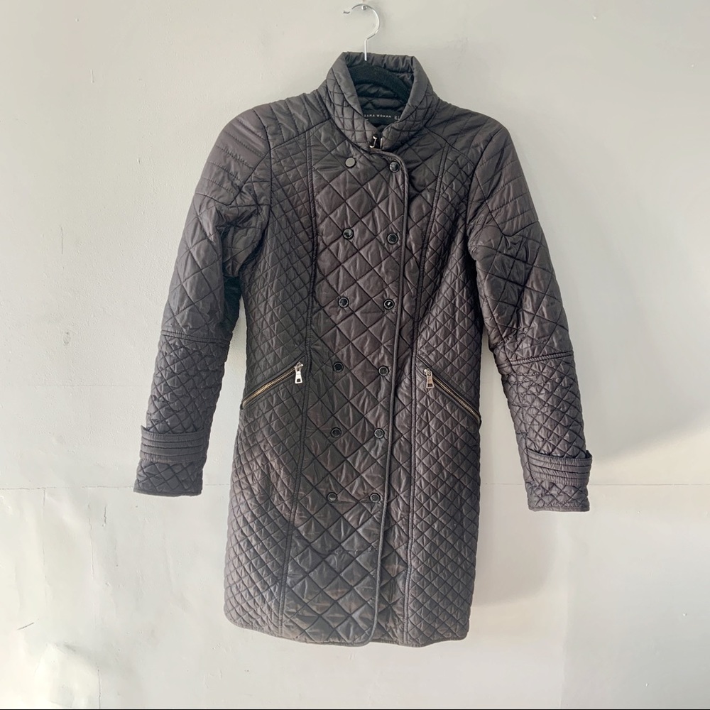 ZARA Black Puffer Down Jacket Coat Size Small Lightweight